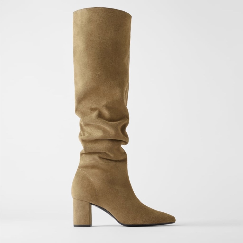 NEW! ZARA Split Leather Mid-height leather boots
